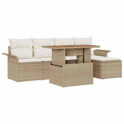 Set Divano da Giardino con cuscino 6 pcs beige e panna