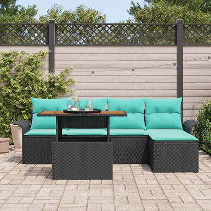 Set Divano da Giardino con cuscino 6 pcs Nero e blu | homemem39