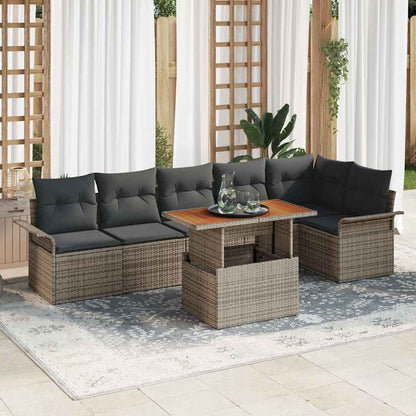 Set Divano da Giardino con cuscino 7 pcs Grigio polyrattan | homemem39