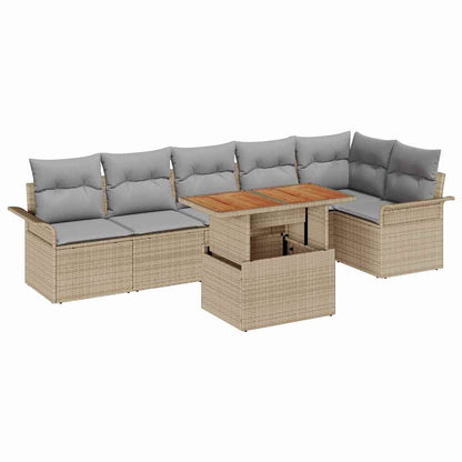 Set Divano da Giardino 7 pcs Beige e Grigio Chiaro polyrattan | homemem39