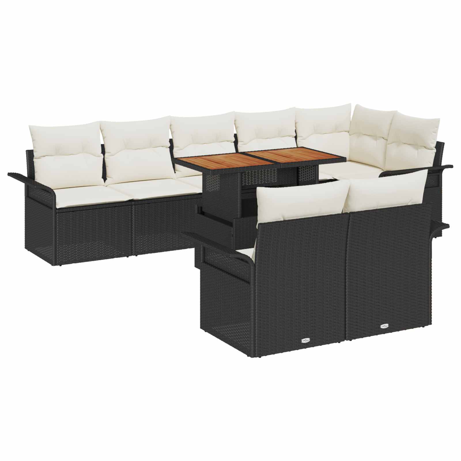Set Divano da Giardino 9 pcs Nero e Crema polyrattan | homemem39
