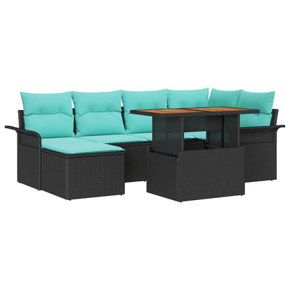 Set Divano da Giardino con cuscino 7 pcs Nero e blu | homemem39