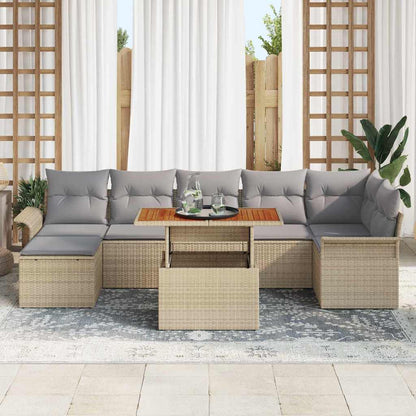 Set Divano da Giardino 8 pcs Beige e Grigio Chiaro polyrattan | homemem39