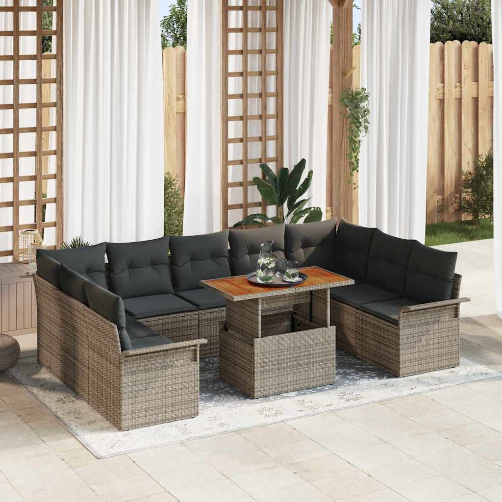 Set Divano da Giardino con cuscino 10 pcs Grigio | homemem39