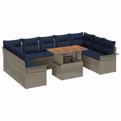 Set Divano da Giardino con cuscino 10 pcs grigio e blu navy | homemem39