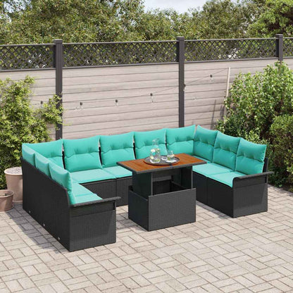 Set Divano da Giardino con cuscino 10 pcs Nero e blu | homemem39