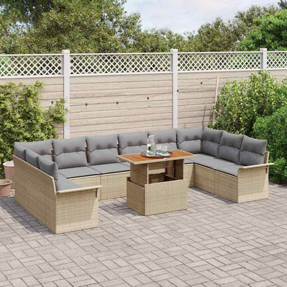 Set Divano da Giardino 11 pcs Beige e Grigio Chiaro polyrattan | homemem39