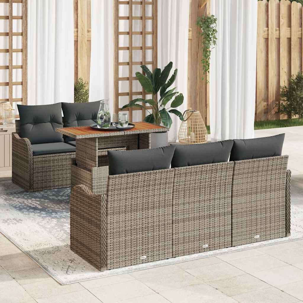 Set Divano da Giardino con cuscino 6 pcs Grigio polyrattan | homemem39
