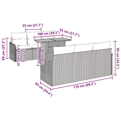 Set Divano da Giardino 7 pcs Beige e Grigio Chiaro polyrattan | homemem39