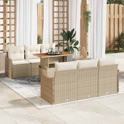 Set Divano da Giardino 7 pcs Beige e Crema polyrattan