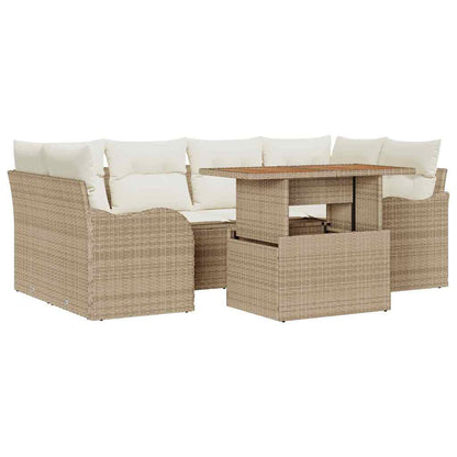 Set Divano da Giardino con cuscino 7 pcs beige e panna