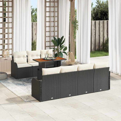 Set Divano da Giardino con cuscino 8 pcs Nero e crema | homemem39