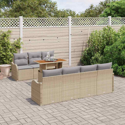 Set Divano da Giardino con cuscino 8 pcs beige e grigio chiaro | homemem39