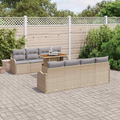 Set Divano da Giardino con cuscino 7 pcs beige e grigio chiaro | homemem39