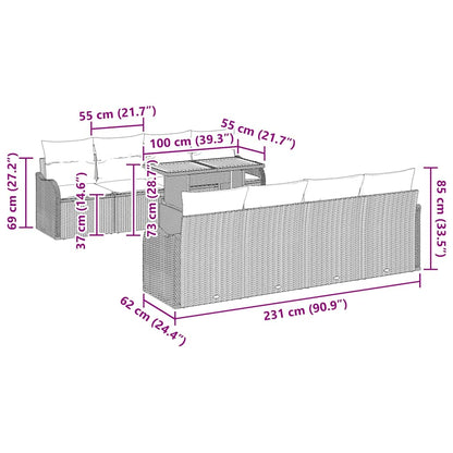 Set Divano da Giardino 7 pz beige e panna