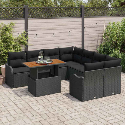 Set Divano da Giardino con cuscino 7 pcs Nero | homemem39