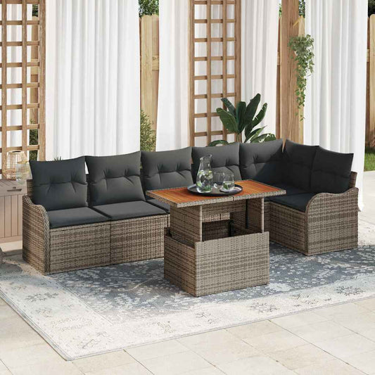 Set Divano da Giardino con cuscino 7 pcs Grigio