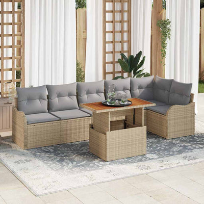 Set Divano da Giardino con cuscino 7 pcs beige e grigio chiaro | homemem39