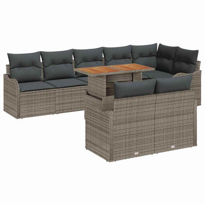 Set Divano da Giardino con cuscino 9 pcs Grigio | homemem39