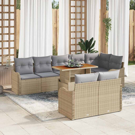 Set Divano da Giardino con cuscino 9 pcs beige e grigio chiaro