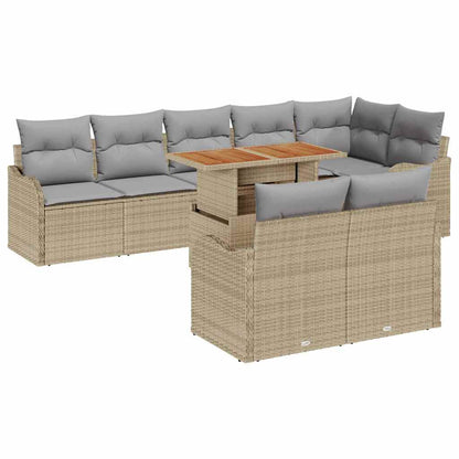 Set Divano da Giardino con cuscino 9 pcs beige e grigio chiaro | homemem39