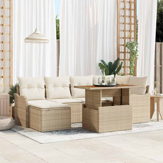 Set Divano da Giardino 7 pz beige e panna | homemem39