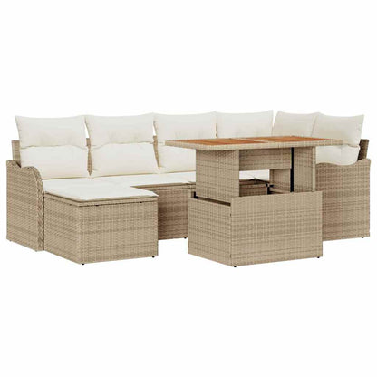 Set Divano da Giardino con cuscino 7 pcs beige e panna