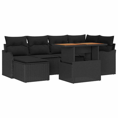 Set Divano da Giardino 7 pz Nero
