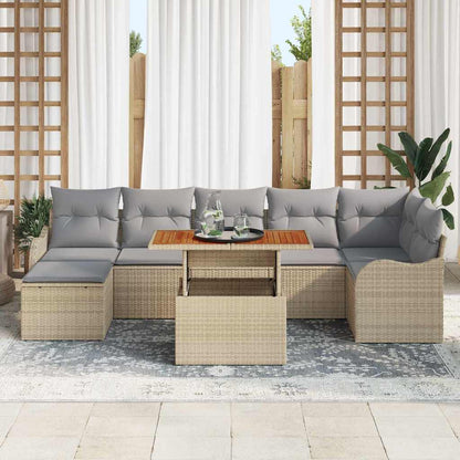 Set Divano da Giardino con cuscino 8 pcs beige e grigio chiaro | homemem39