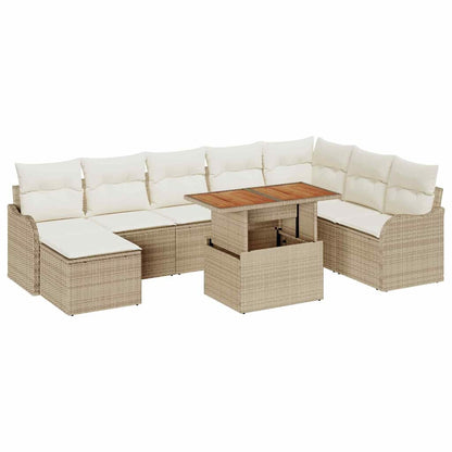 Set Divano da Giardino con cuscino 9 pcs beige e panna | homemem39