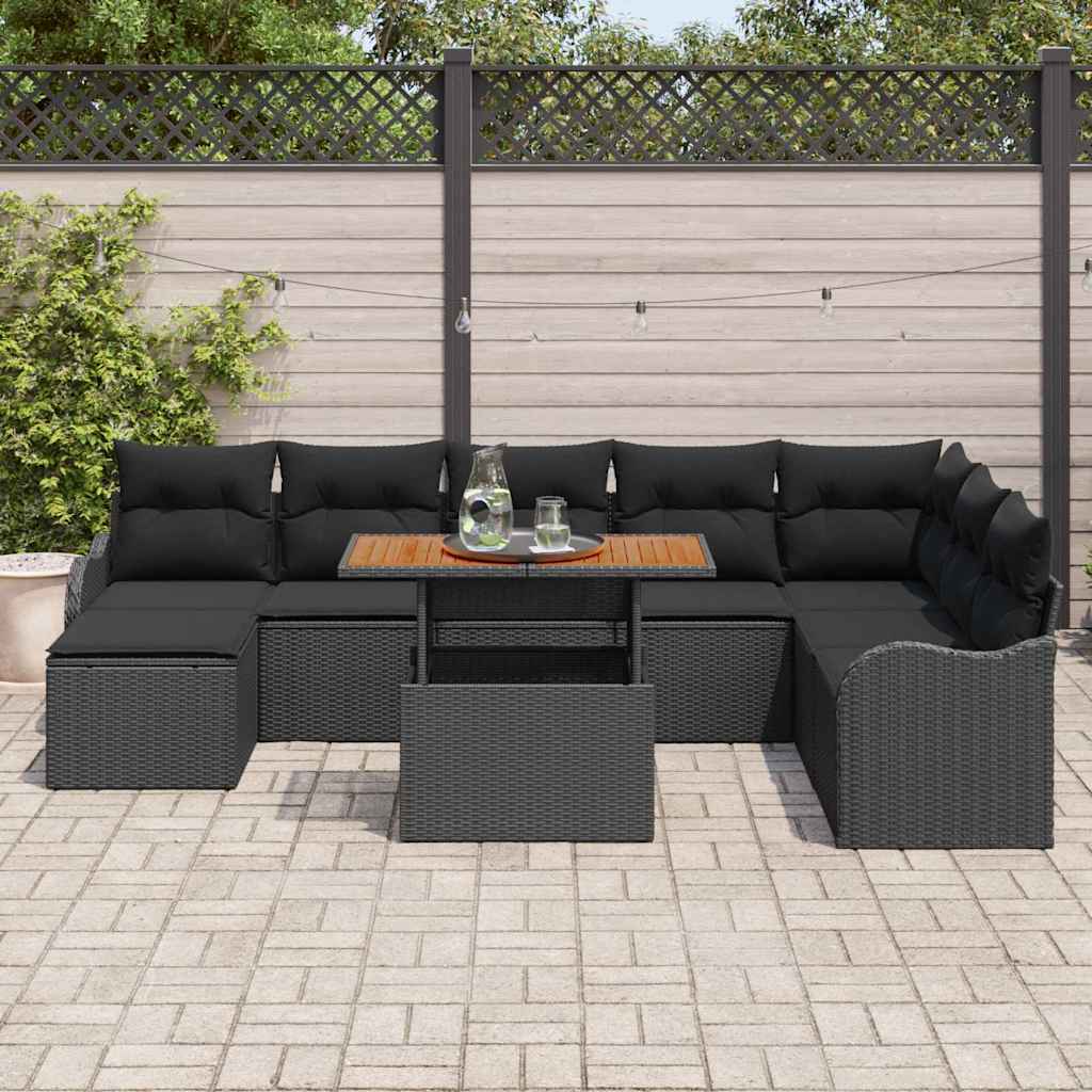 Set Divano da Giardino 9 pz Nero