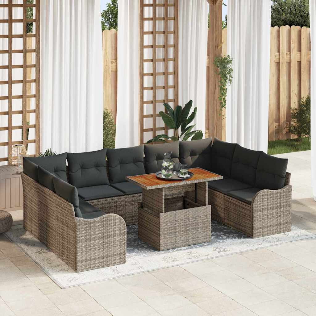 Set Divano da Giardino con cuscino 10 pcs Grigio | homemem39