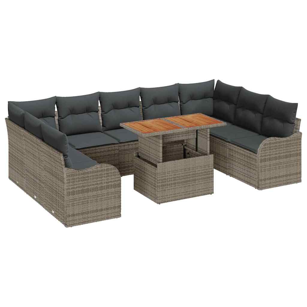 Set Divano da Giardino con cuscino 10 pcs Grigio | homemem39