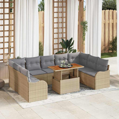 Set Divano da Giardino con cuscino 10 pcs beige e grigio chiaro | homemem39
