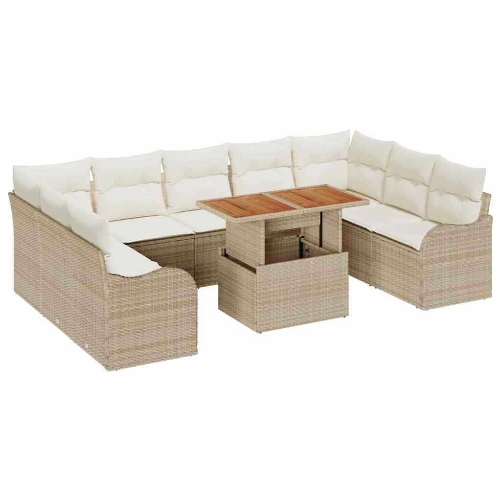Set Divano da Giardino 10 pz 9-Numero di posti beige e panna - homemem39