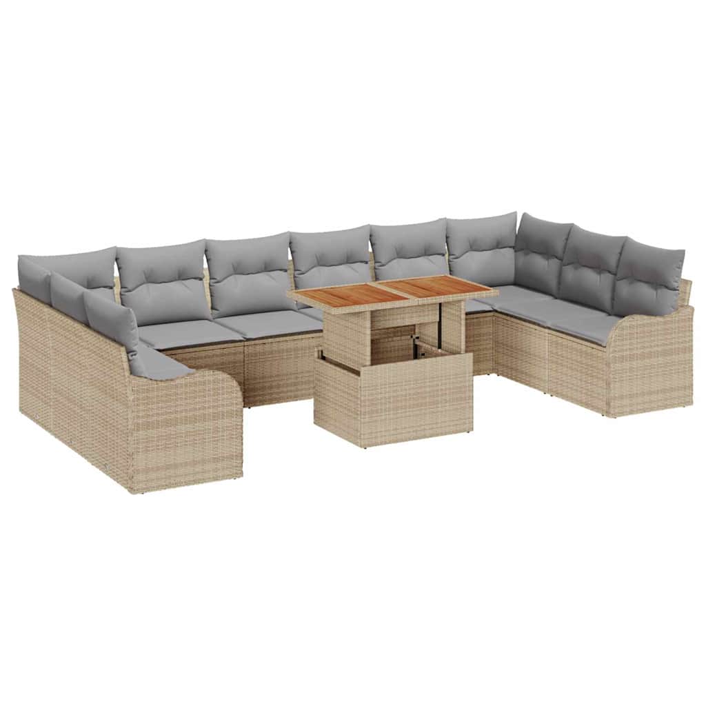 Set Divano da Giardino con cuscino 11 pcs beige e grigio chiaro | homemem39