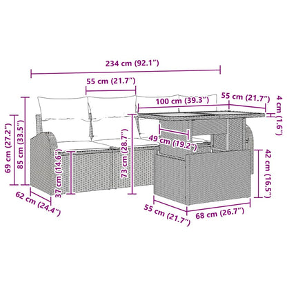 Set Divano da Giardino 5 pcs Grigio | homemem39