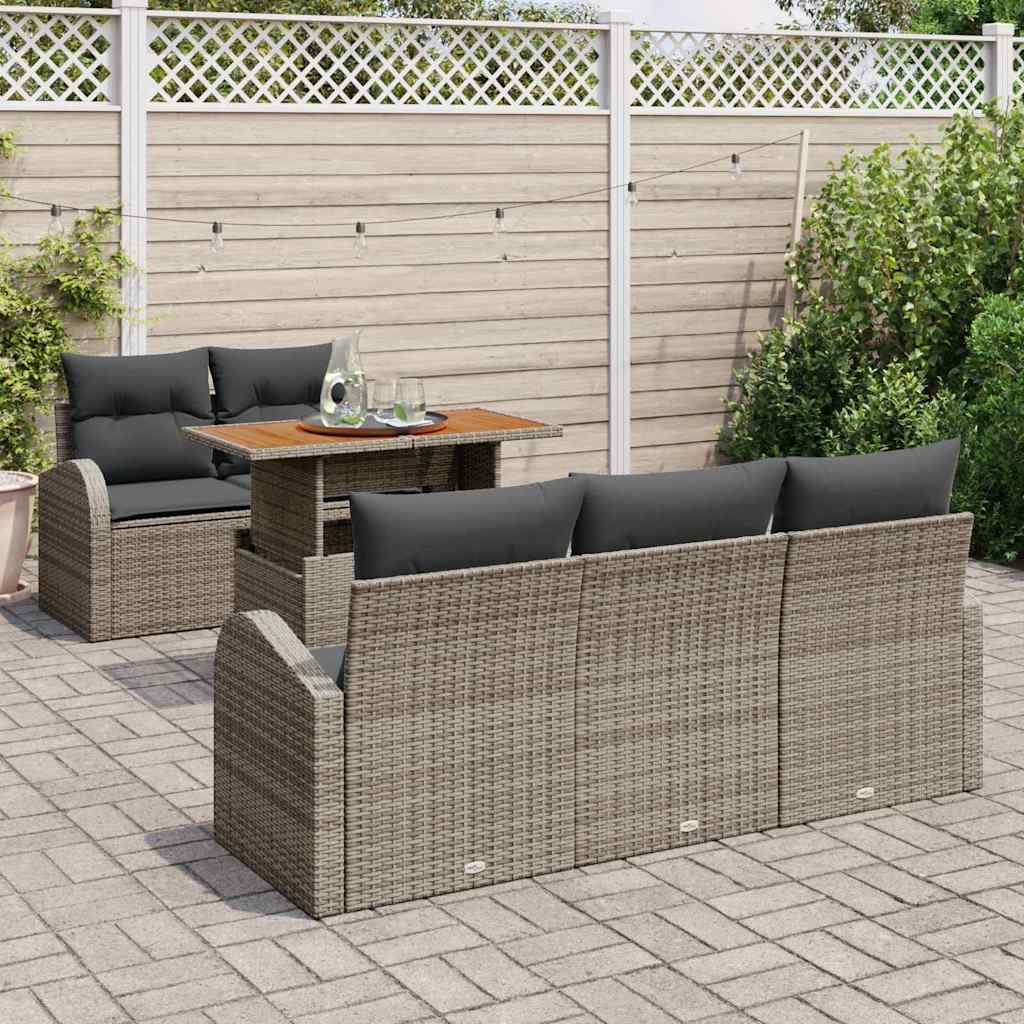 Set Divano da Giardino con cuscino 6 pcs Grigio | homemem39