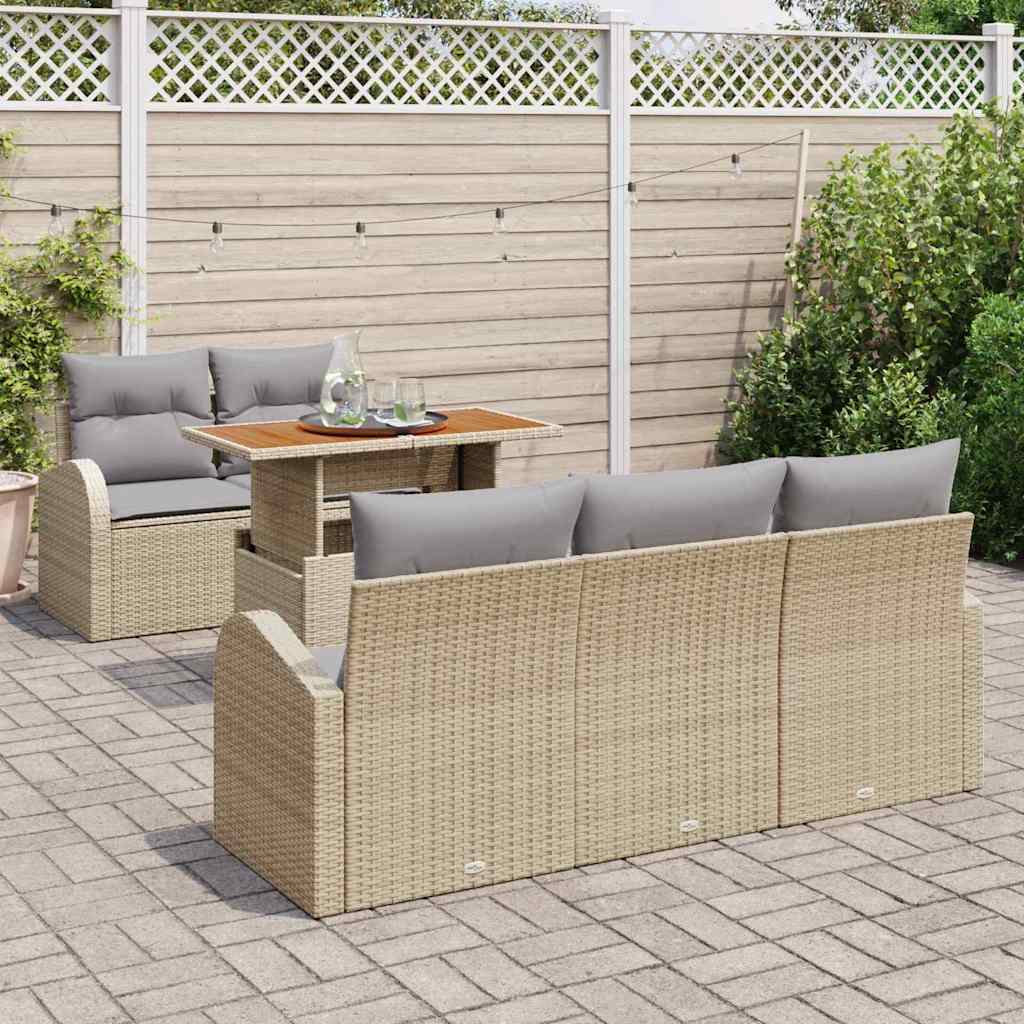 Set Divano da Giardino con cuscino 6 pcs beige e grigio chiaro | homemem39