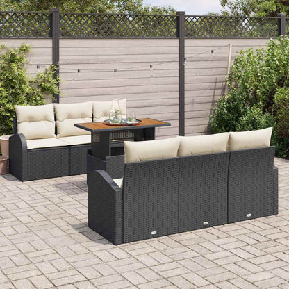 Set Divano da Giardino con cuscino 7 pcs Nero e crema | homemem39