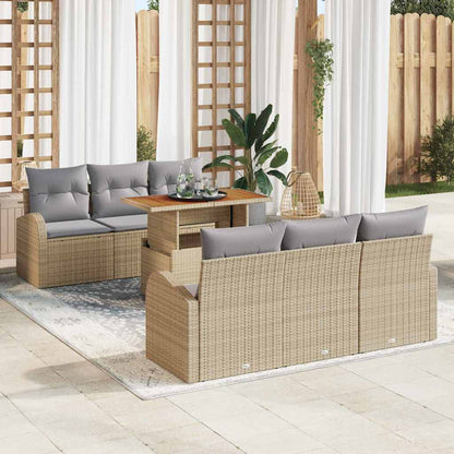 Set Divano da Giardino con cuscino 7 pcs beige e grigio chiaro | homemem39