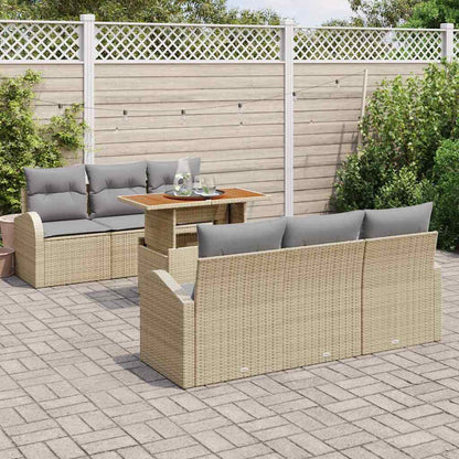 Set Divano da Giardino con cuscino 7 pcs beige e grigio chiaro | homemem39