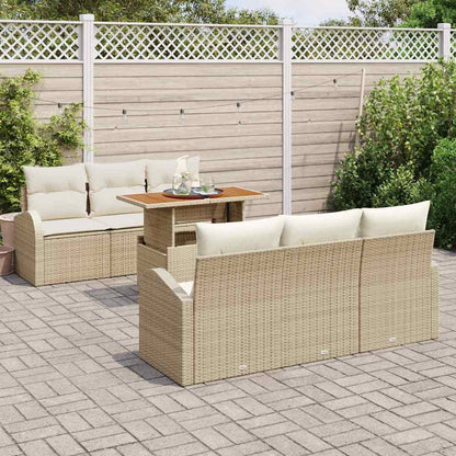 Set Divano da Giardino con cuscino 7 pcs beige e panna