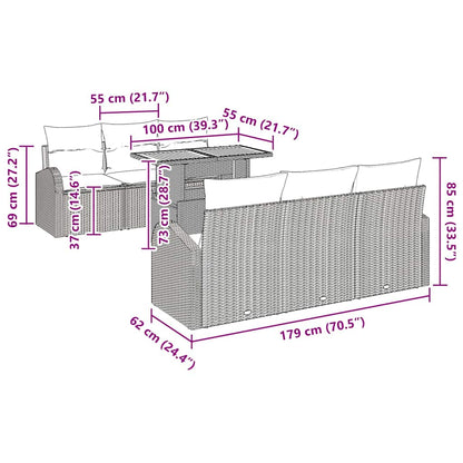 Set Divano da Giardino con cuscino 7 pcs beige e panna