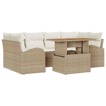 Set Divano da Giardino con cuscino 7 pcs beige e panna
