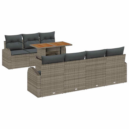 Set Divano da Giardino con cuscino 8 pcs Grigio | homemem39