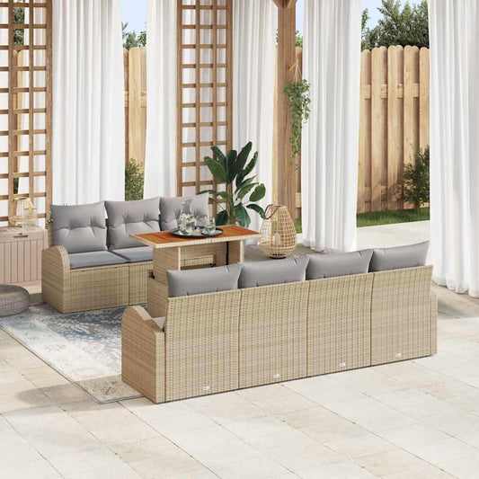 Set Divano da Giardino con cuscino 8 pcs beige e grigio chiaro