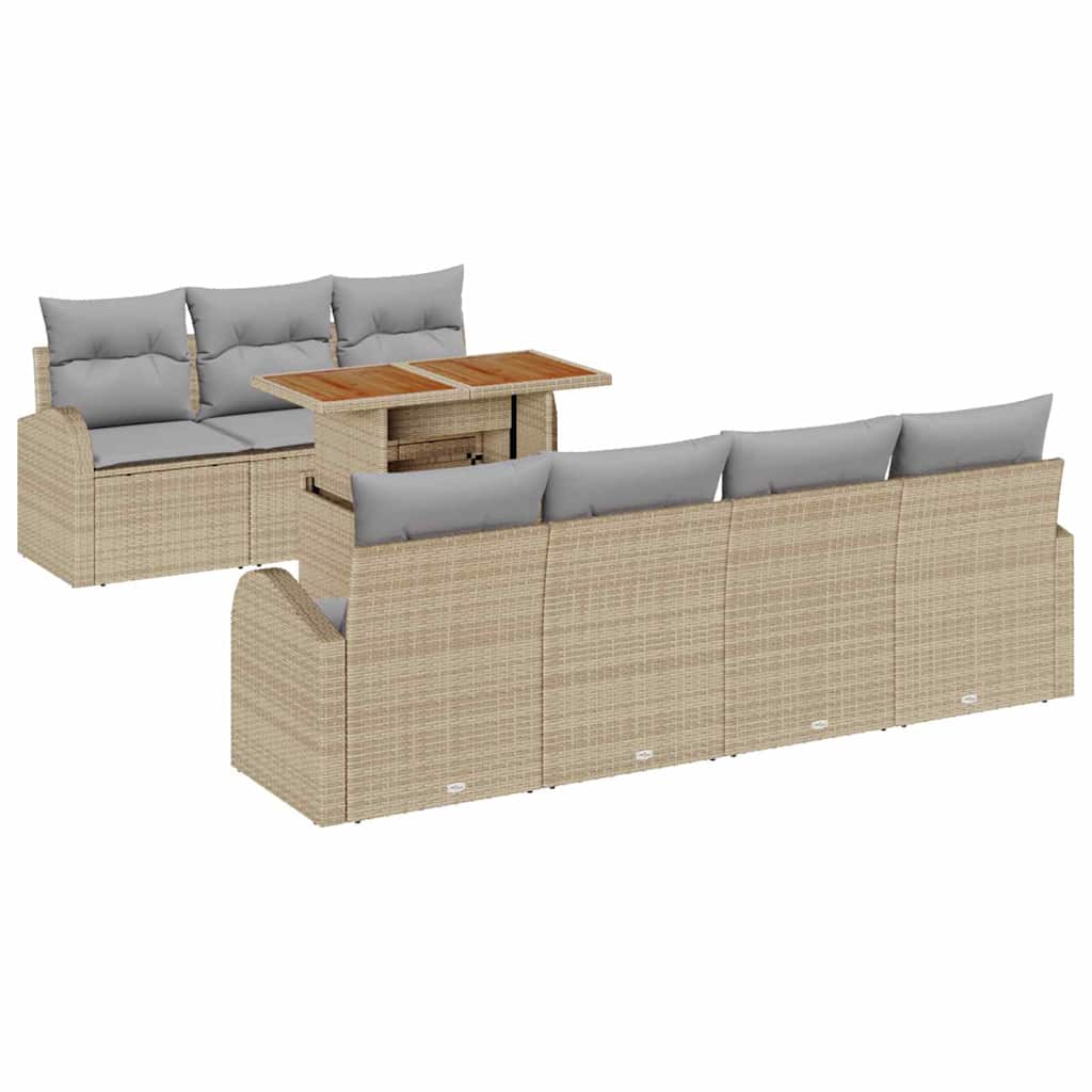 Set Divano da Giardino con cuscino 8 pcs beige e grigio chiaro | homemem39