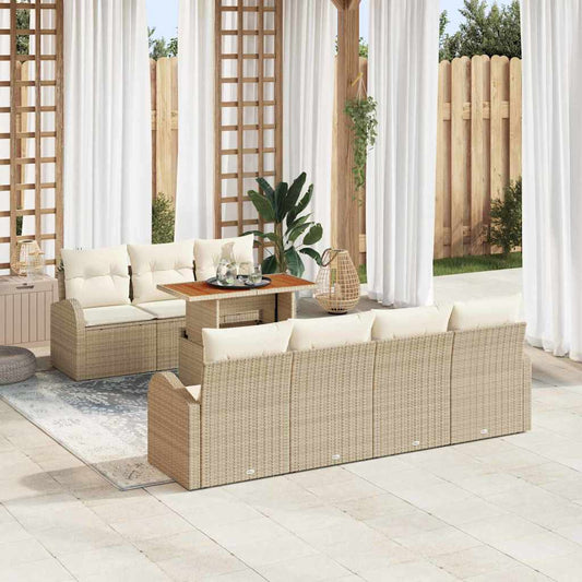 Set Divano da Giardino 8 pz beige e panna