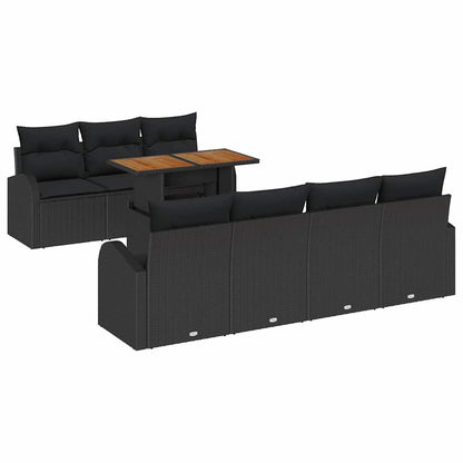Set Divano da Giardino 8 pz Nero | homemem39
